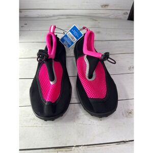 West Loop Womens Water Shoes Black Pink Mesh Bungee Toggle 766887 Small 5-6 NWT